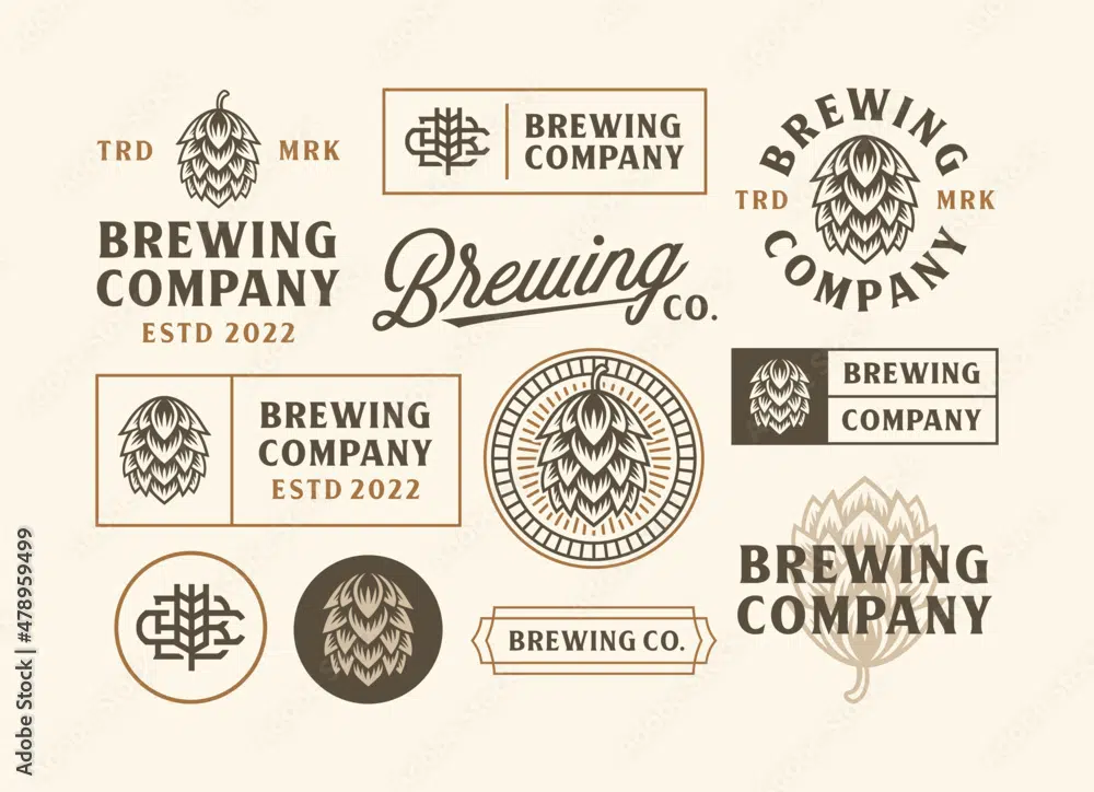 20 Free Retro & Vintage Vectors: Vintage Set Of Brewing Company Hop Cone Labels Illustration