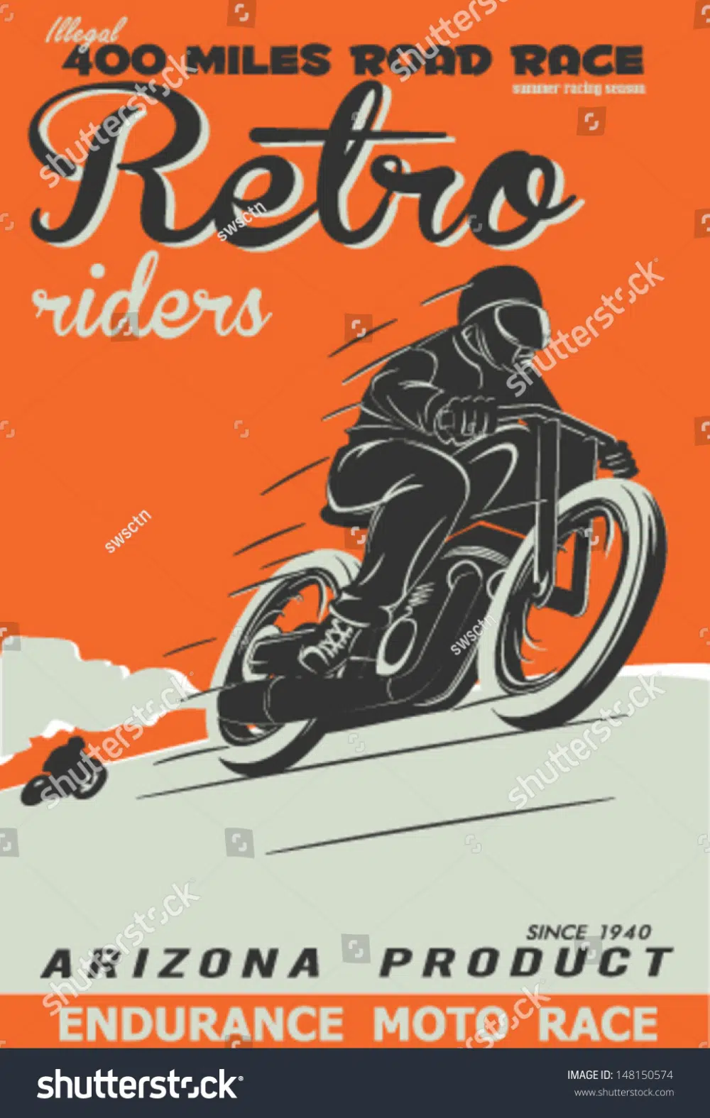 20 Free Retro & Vintage Vectors: Old School Endurance Moto Race Poster
