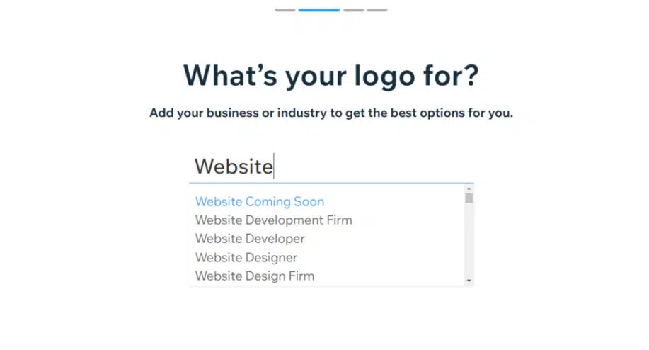 Wix Logo Maker Step by Step Tutorial: Select Industry