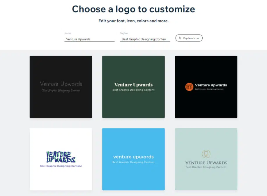 Wix Logo Maker Step by Step Tutorial: First batch option
