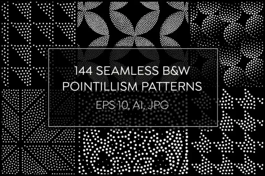 144 Seamless Pointillism Patterns Pack