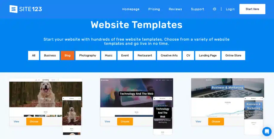 All Site123 Blogging Website Templates & Themes