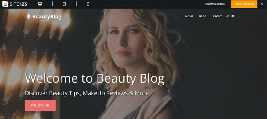 Site123 Beauty Blogging Theme