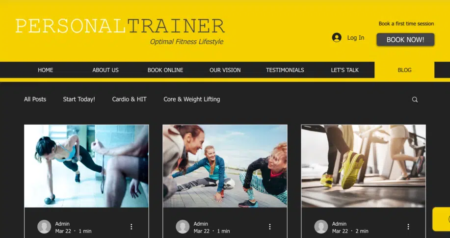 WiX Fitness Trainer Website Template